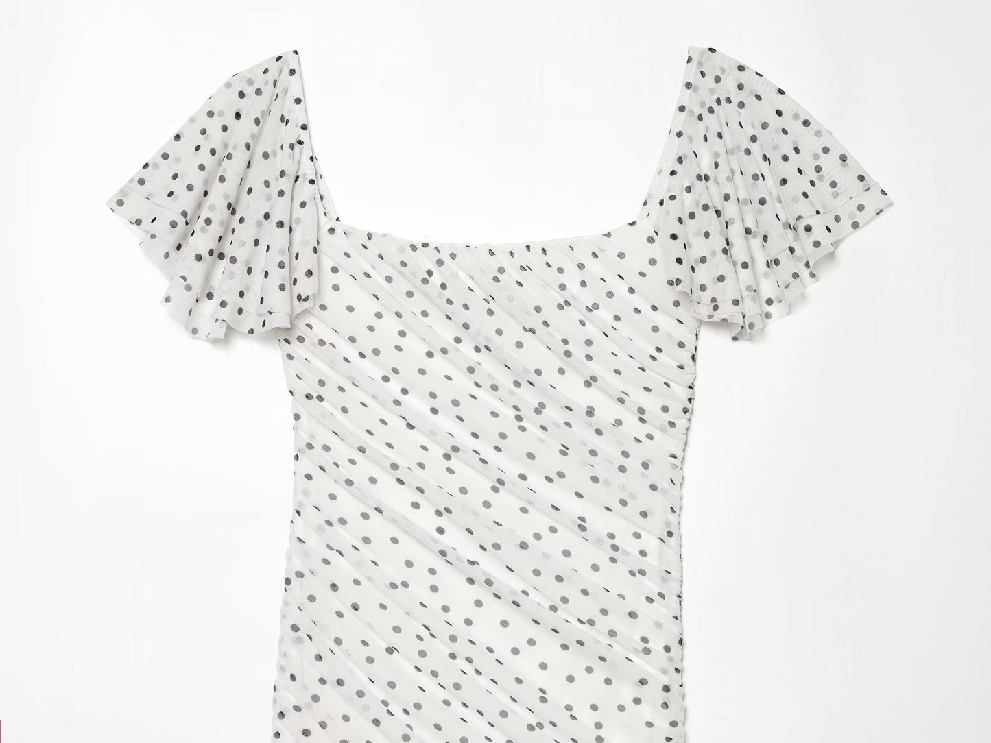 Women's slim pleated polka dot dress