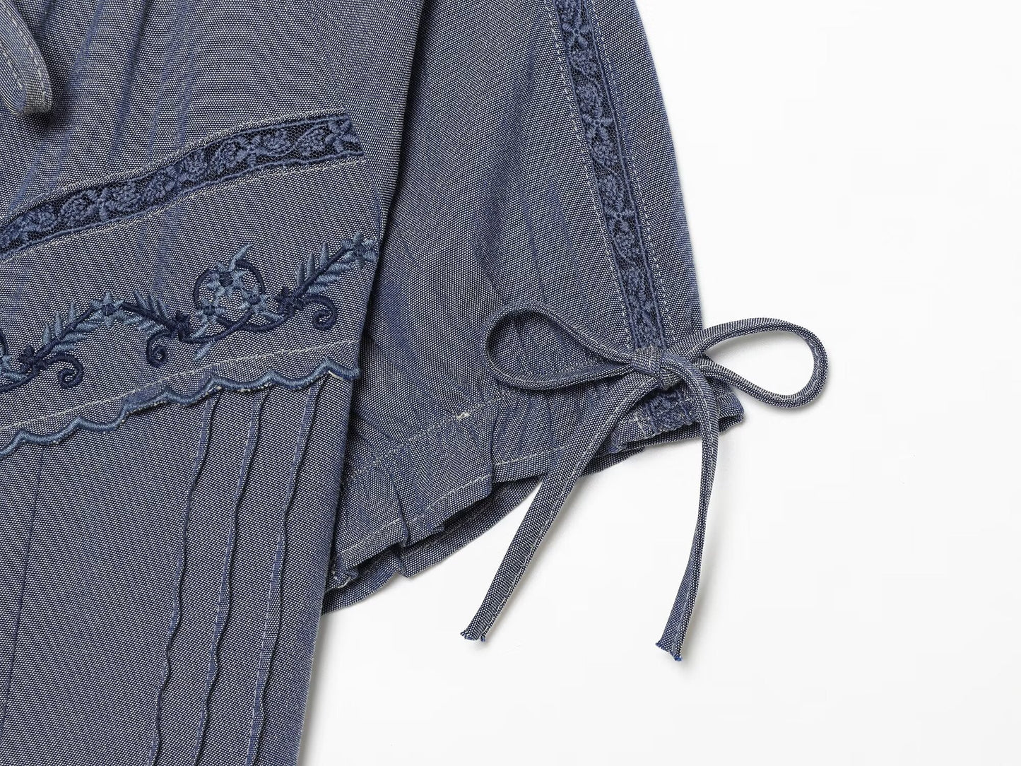 Women's bow decoration embroidered shirt