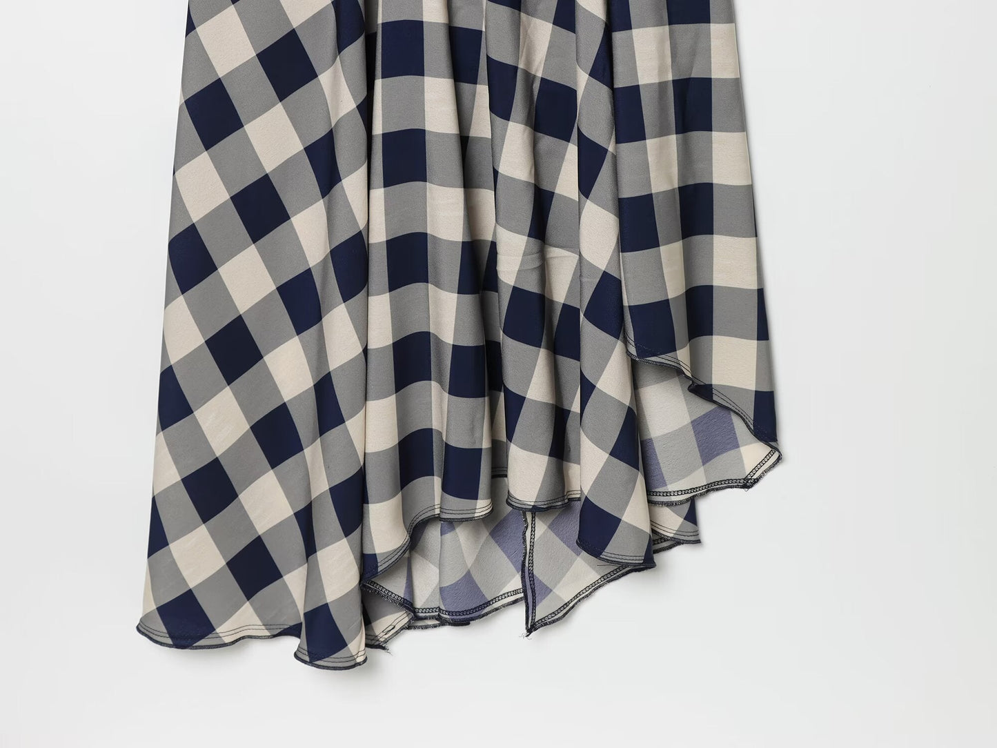 Women's plaid hanging collar MIDI dress