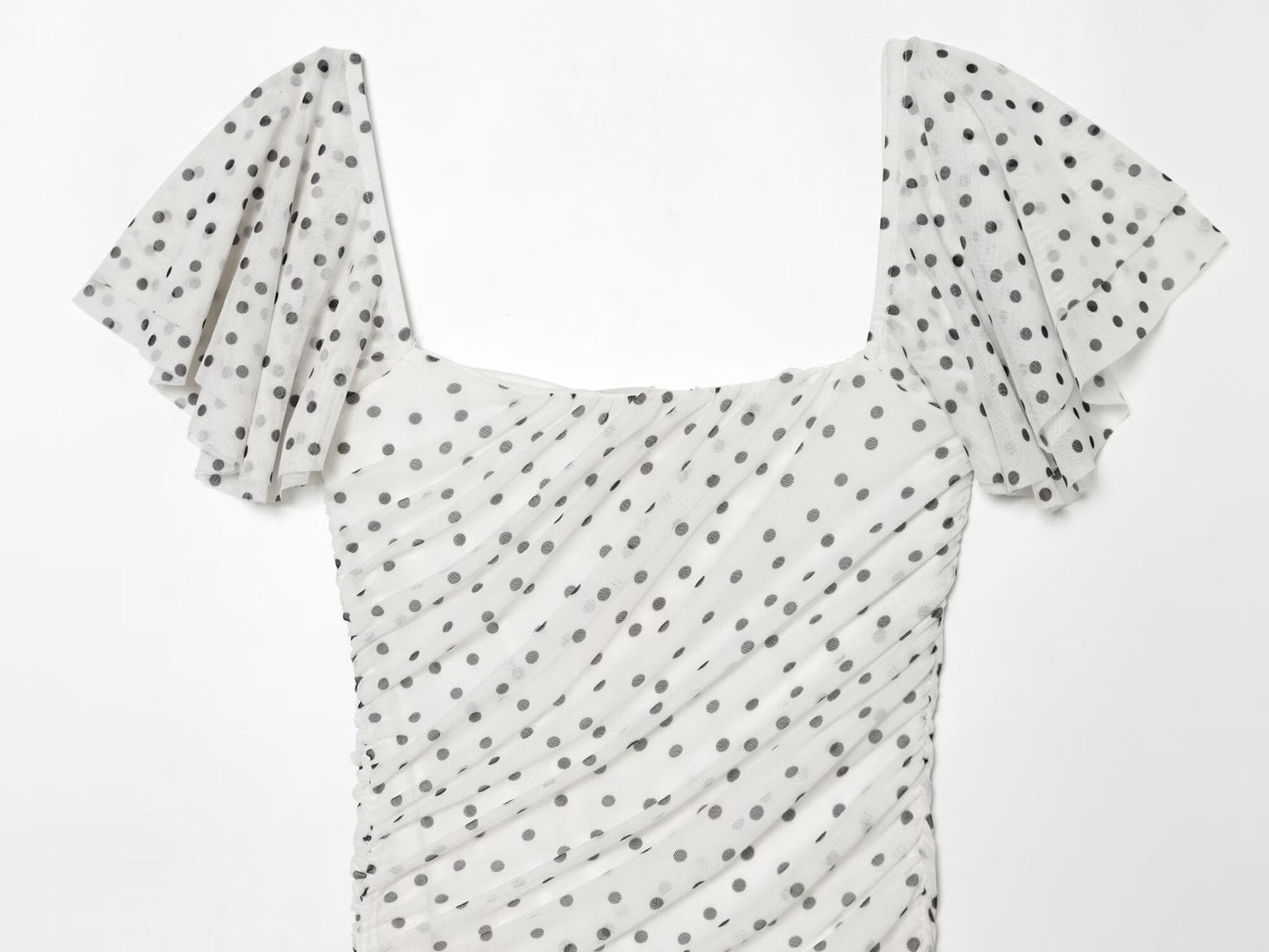 Women's slim pleated polka dot dress
