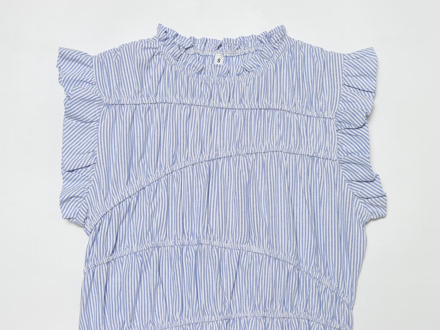 Women's lace up decorative elastic striped top
