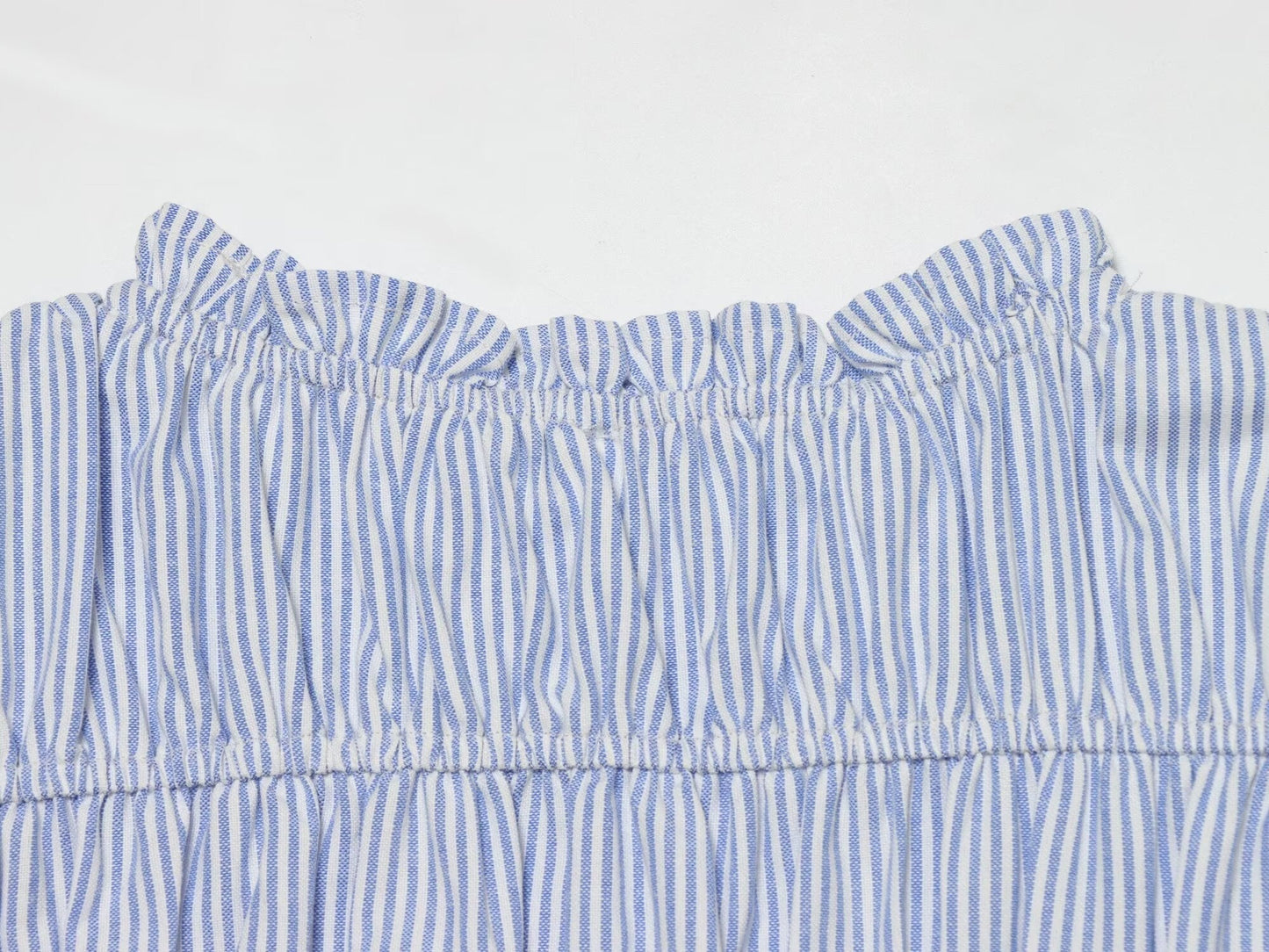 Women's lace up decorative elastic striped top